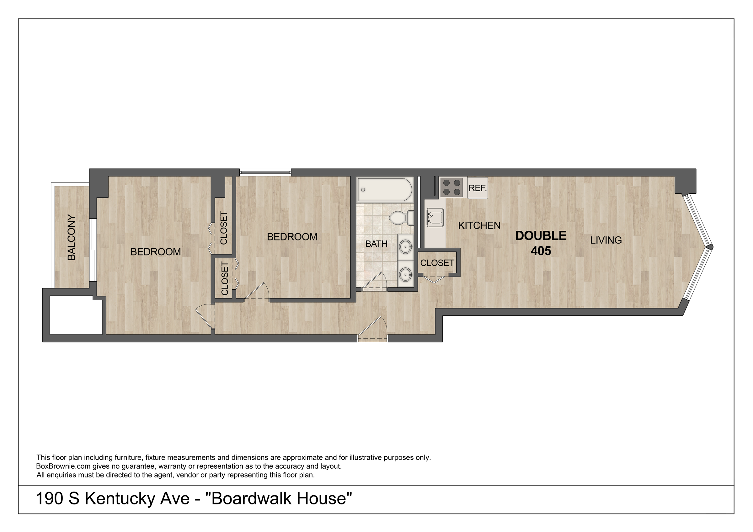 Representative two-bedroom Boardwalk House floor plan